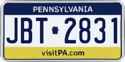 PA license plate JBT2831