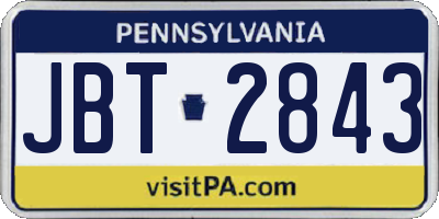 PA license plate JBT2843