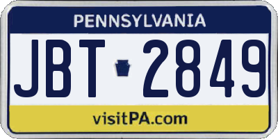 PA license plate JBT2849