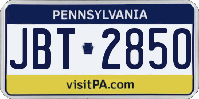 PA license plate JBT2850