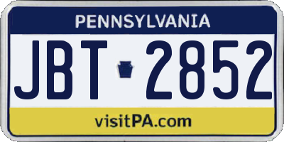 PA license plate JBT2852