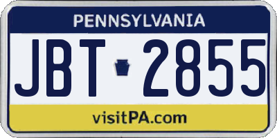 PA license plate JBT2855