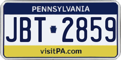PA license plate JBT2859