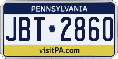 PA license plate JBT2860