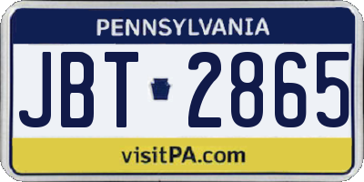 PA license plate JBT2865