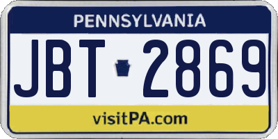 PA license plate JBT2869