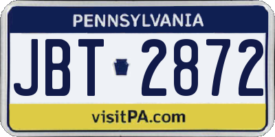 PA license plate JBT2872