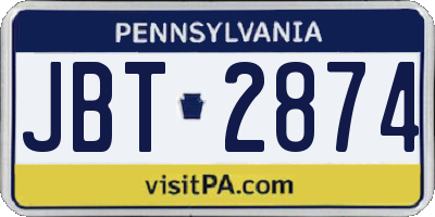 PA license plate JBT2874