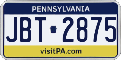 PA license plate JBT2875