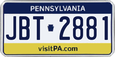 PA license plate JBT2881