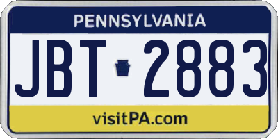 PA license plate JBT2883