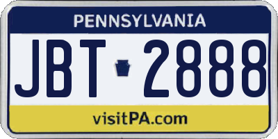 PA license plate JBT2888