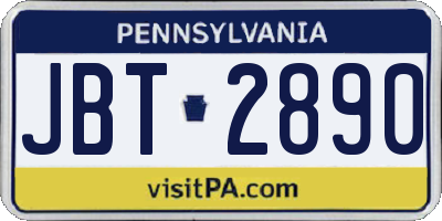 PA license plate JBT2890