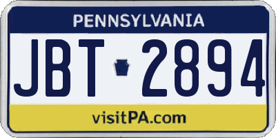 PA license plate JBT2894