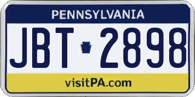 PA license plate JBT2898