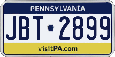 PA license plate JBT2899