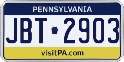 PA license plate JBT2903