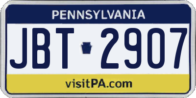 PA license plate JBT2907