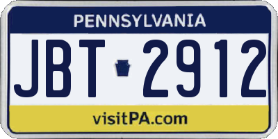 PA license plate JBT2912