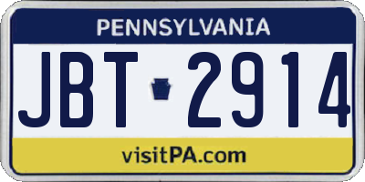 PA license plate JBT2914