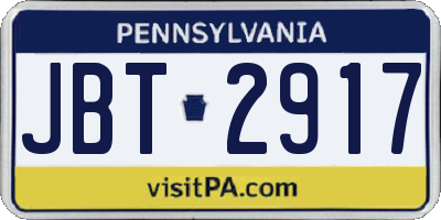 PA license plate JBT2917