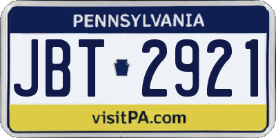 PA license plate JBT2921