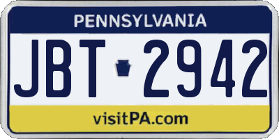 PA license plate JBT2942