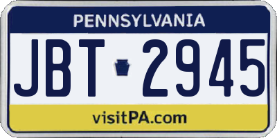 PA license plate JBT2945