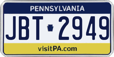 PA license plate JBT2949