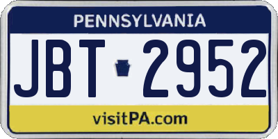 PA license plate JBT2952