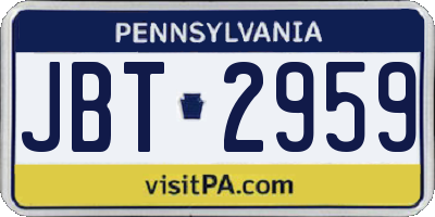 PA license plate JBT2959