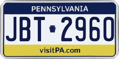PA license plate JBT2960