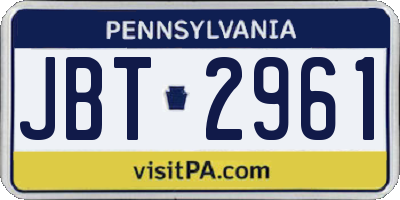 PA license plate JBT2961