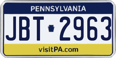 PA license plate JBT2963