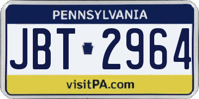 PA license plate JBT2964