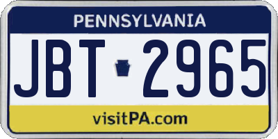 PA license plate JBT2965