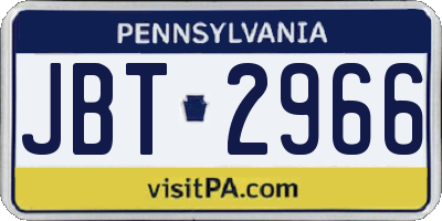 PA license plate JBT2966