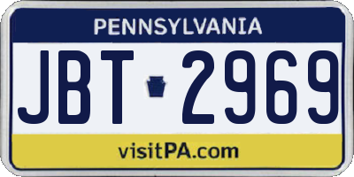 PA license plate JBT2969