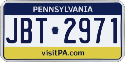 PA license plate JBT2971