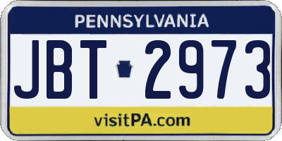 PA license plate JBT2973