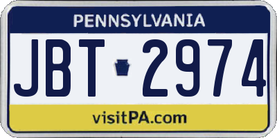 PA license plate JBT2974