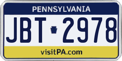PA license plate JBT2978