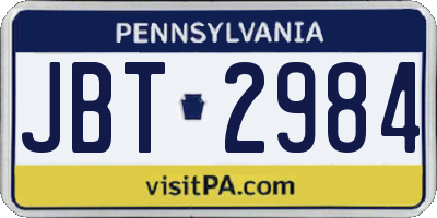PA license plate JBT2984