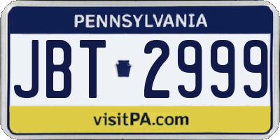 PA license plate JBT2999