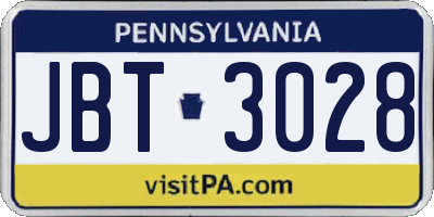 PA license plate JBT3028