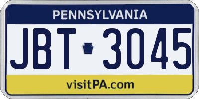 PA license plate JBT3045