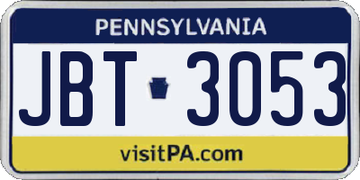 PA license plate JBT3053