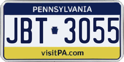 PA license plate JBT3055