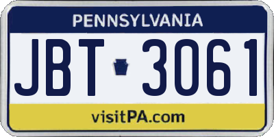 PA license plate JBT3061