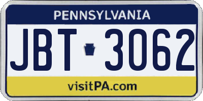 PA license plate JBT3062